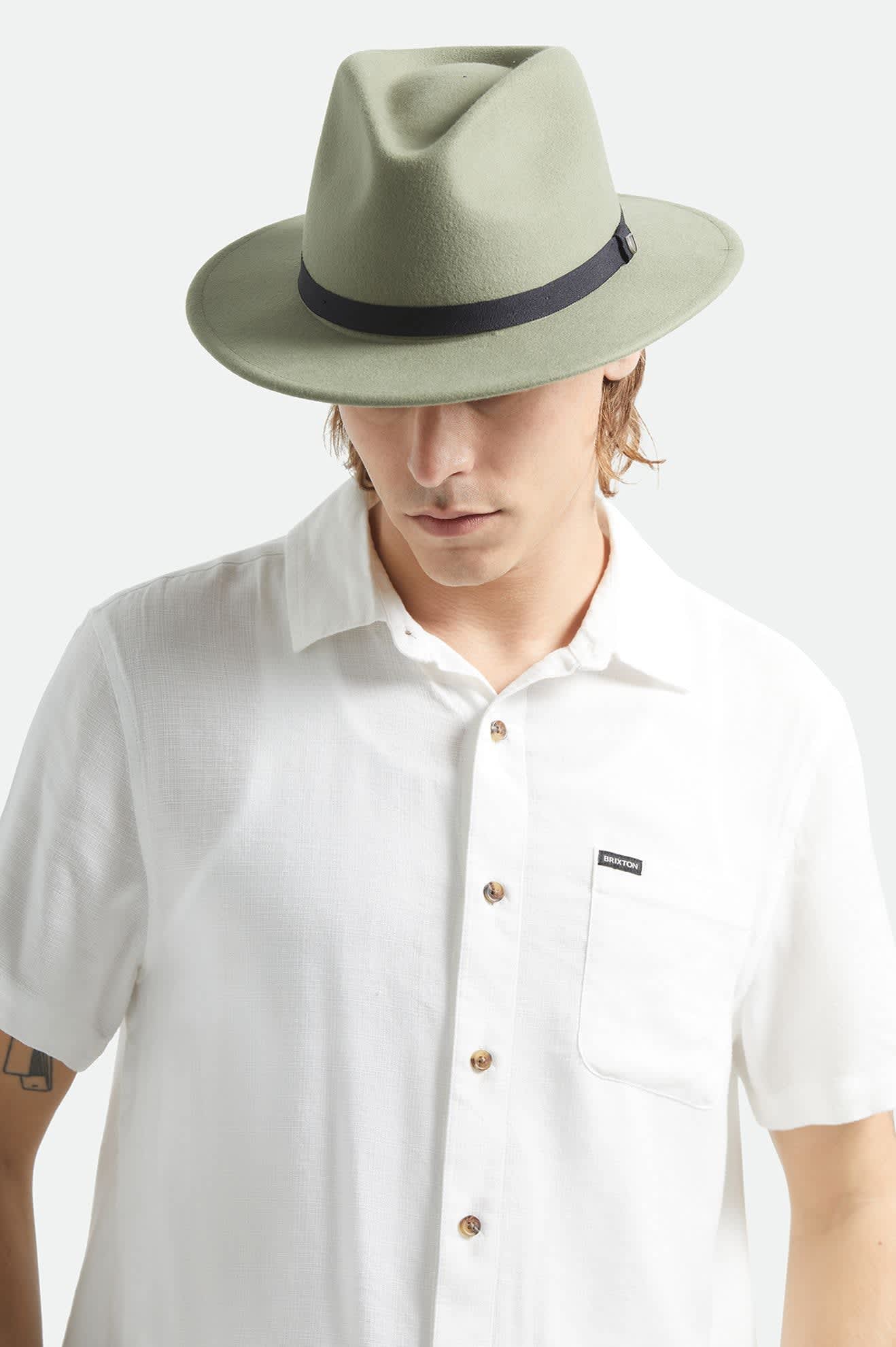 Unisex Messer Packable Fedora in Olive Surplus/Black