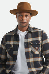 Unisex Swindle Convertabrim Fedora in Coffee/Light Brown