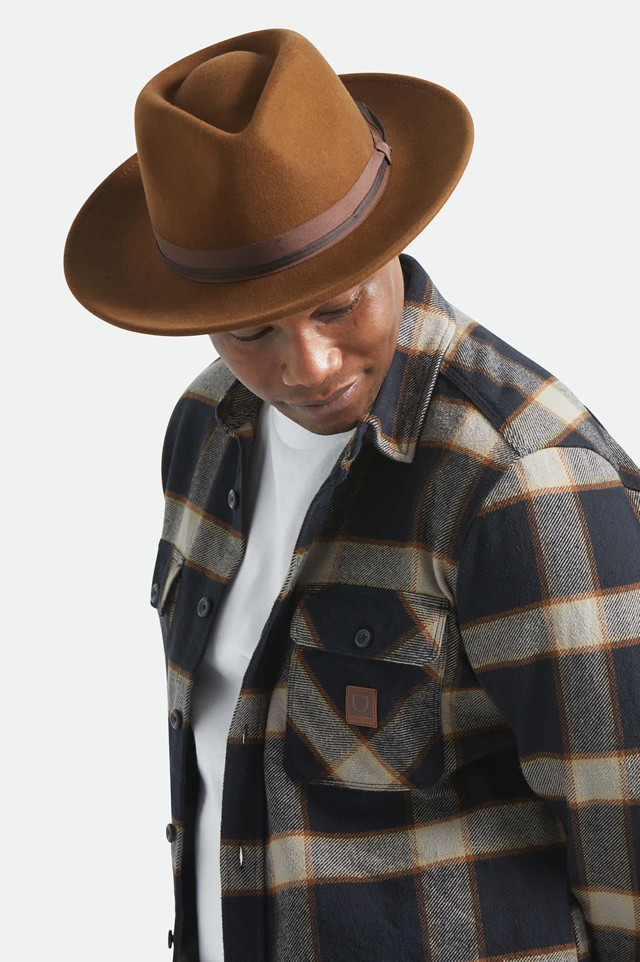 Unisex Swindle Convertabrim Fedora in Coffee/Light Brown