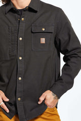 Men's Builders Stretch Long Sleeve Overshirt in Washed Black