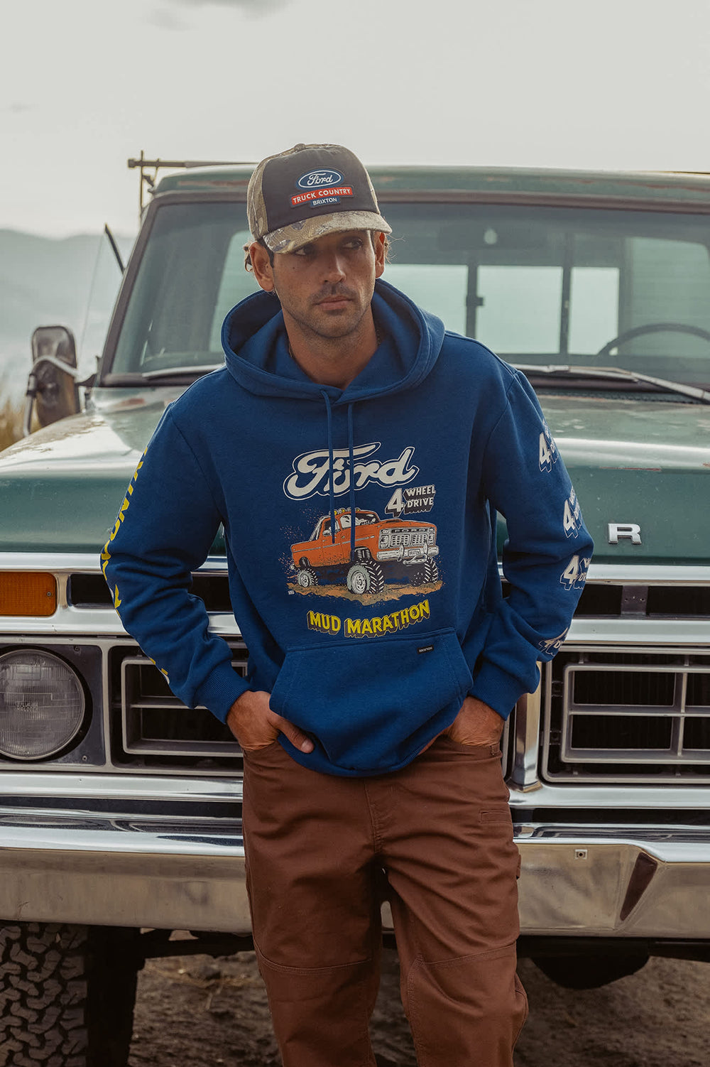 Men's Ford Mud Marathon Relaxed Fleece Hoodie in Ford Blue
