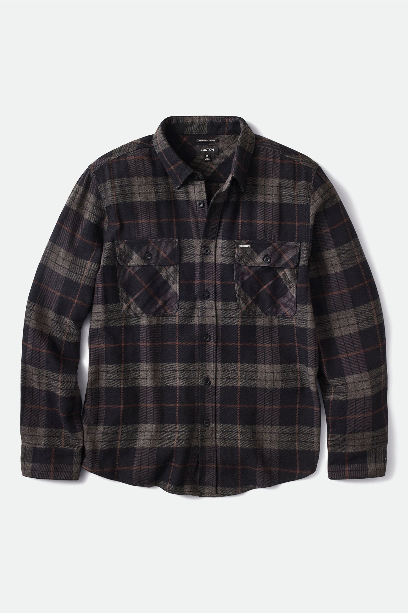 Men's Bowery Long Sleeve Flannel in Black/Charcoal