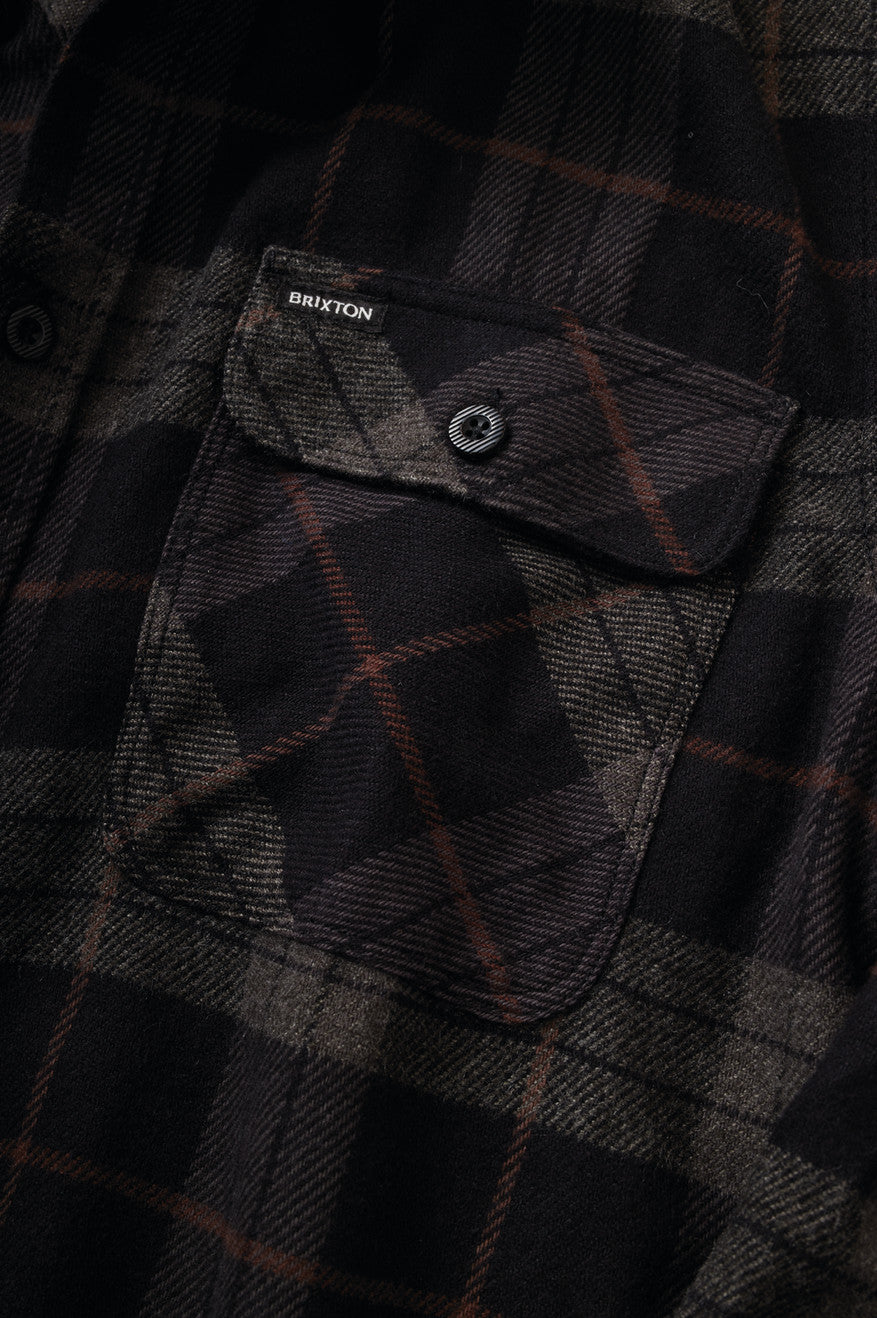 Men's Bowery Long Sleeve Flannel in Black/Charcoal