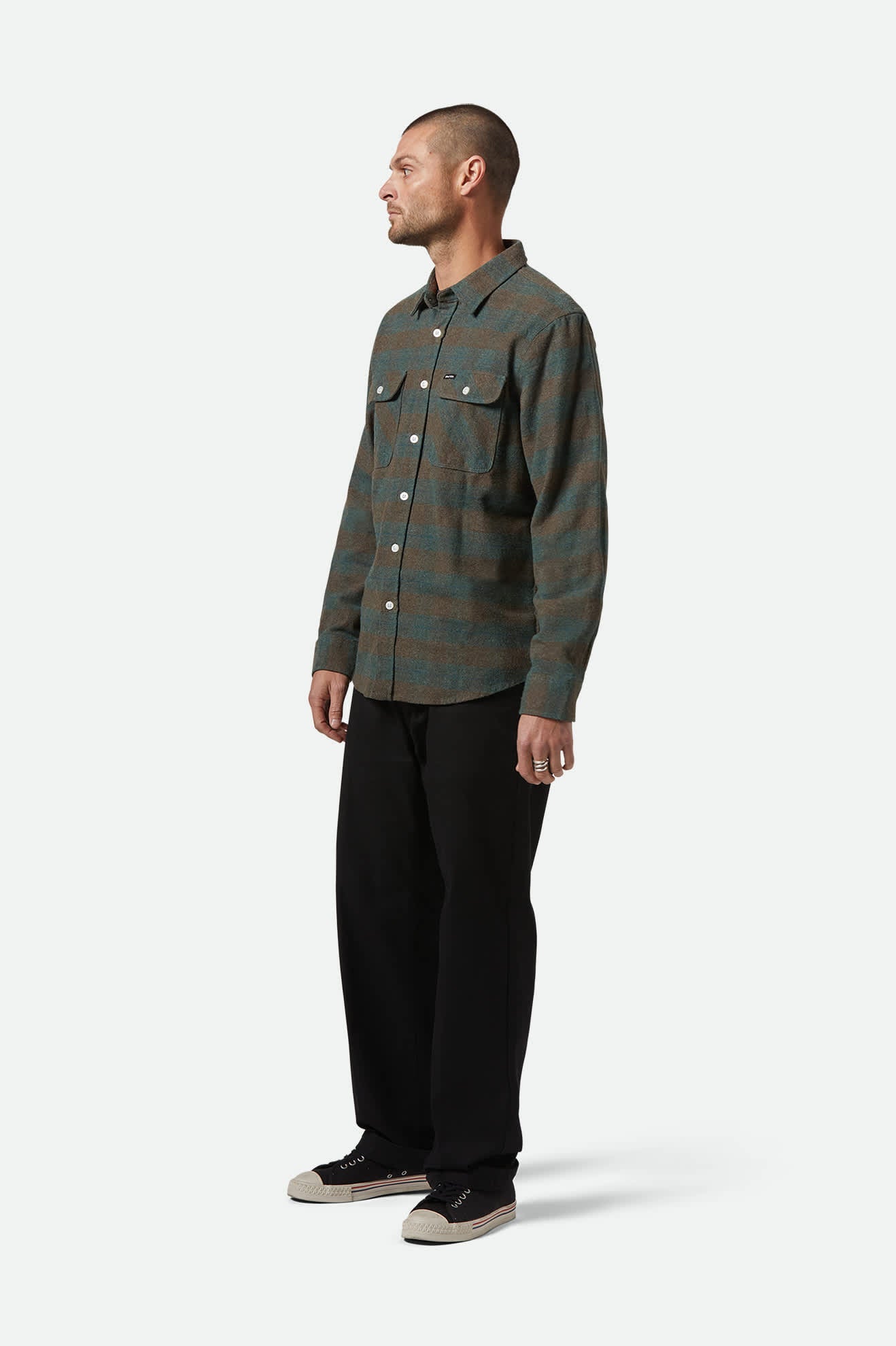 Men's Bowery Long Sleeve Flannel in Ocean