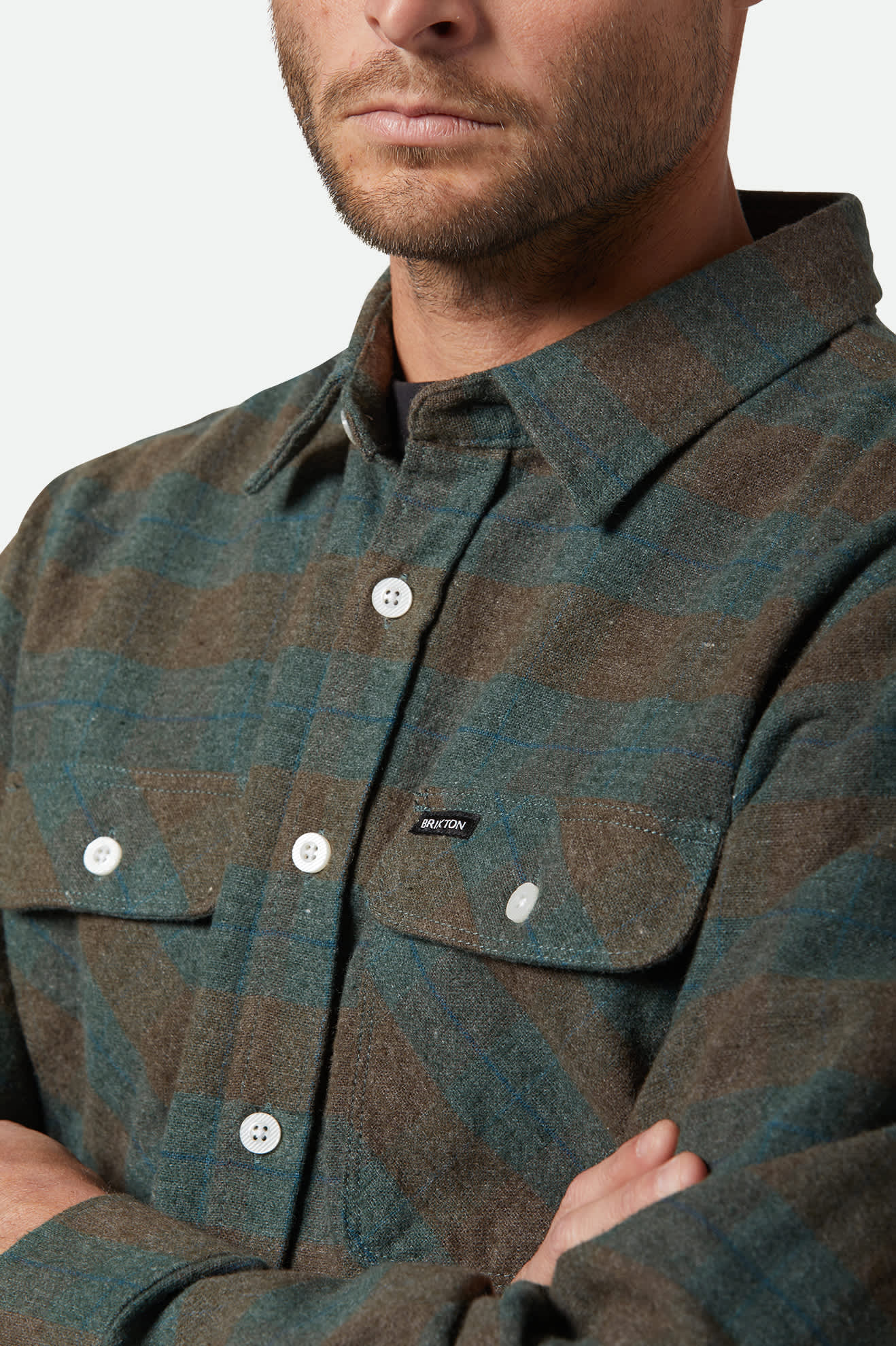 Men's Bowery Long Sleeve Flannel in Ocean
