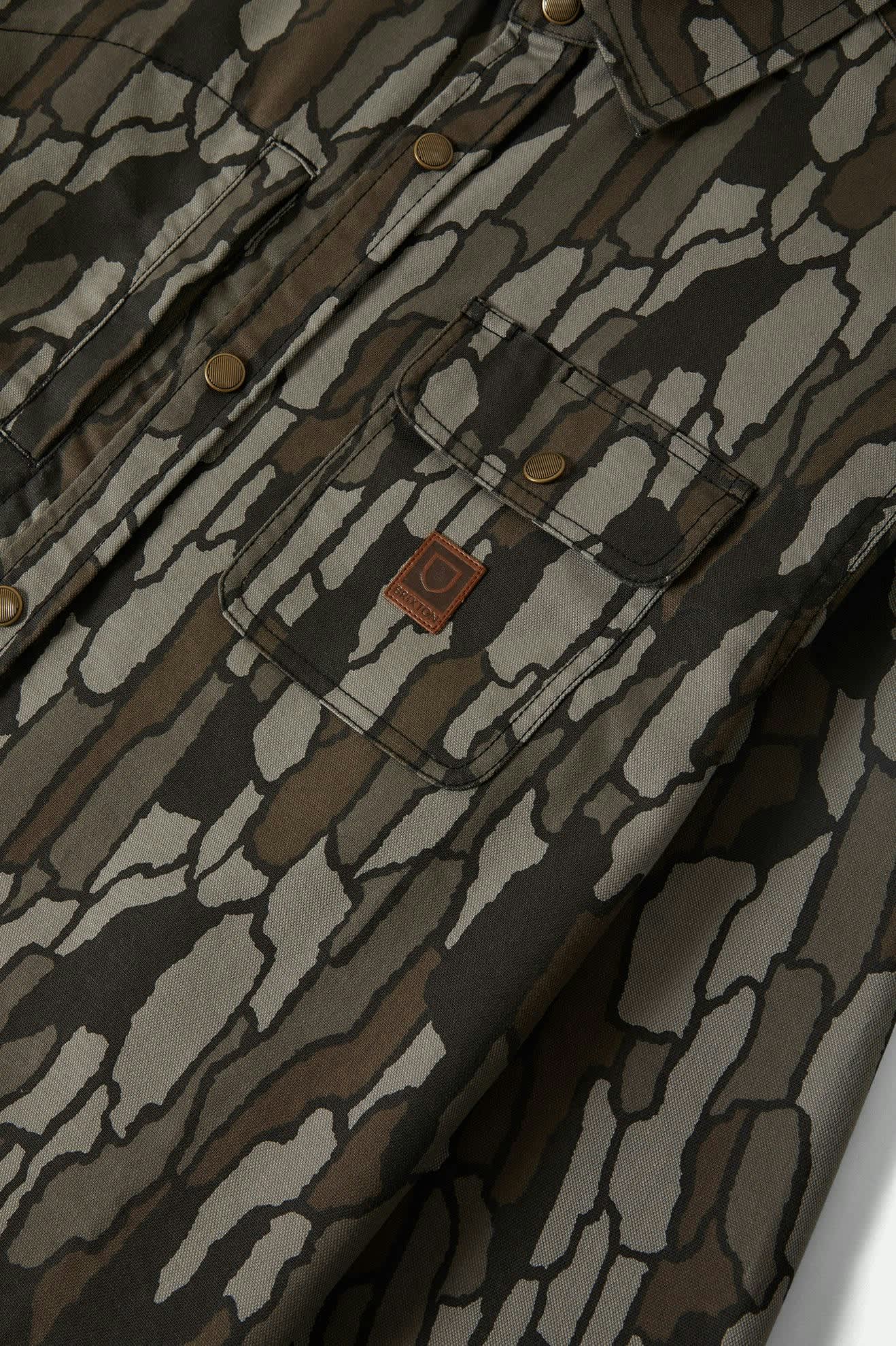Men's Builders Stretch Long Sleeve Overshirt in Bark Camo