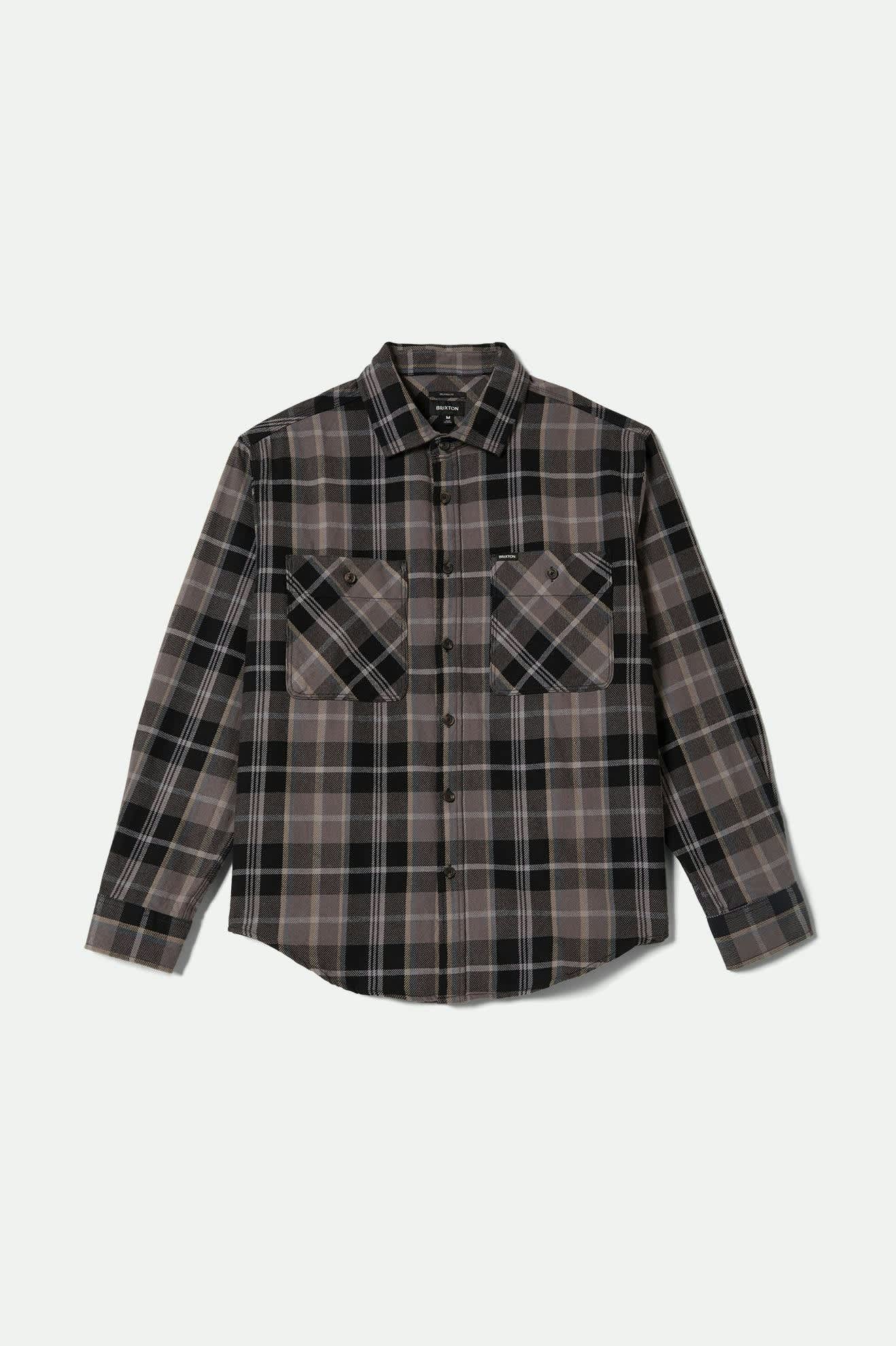 Men's Vintage Wash Flannel in Black/Charcoal Beige/Slate