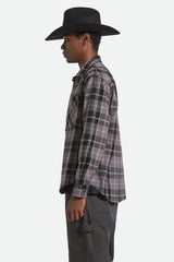 Men's Vintage Wash Flannel in Black/Charcoal Beige/Slate