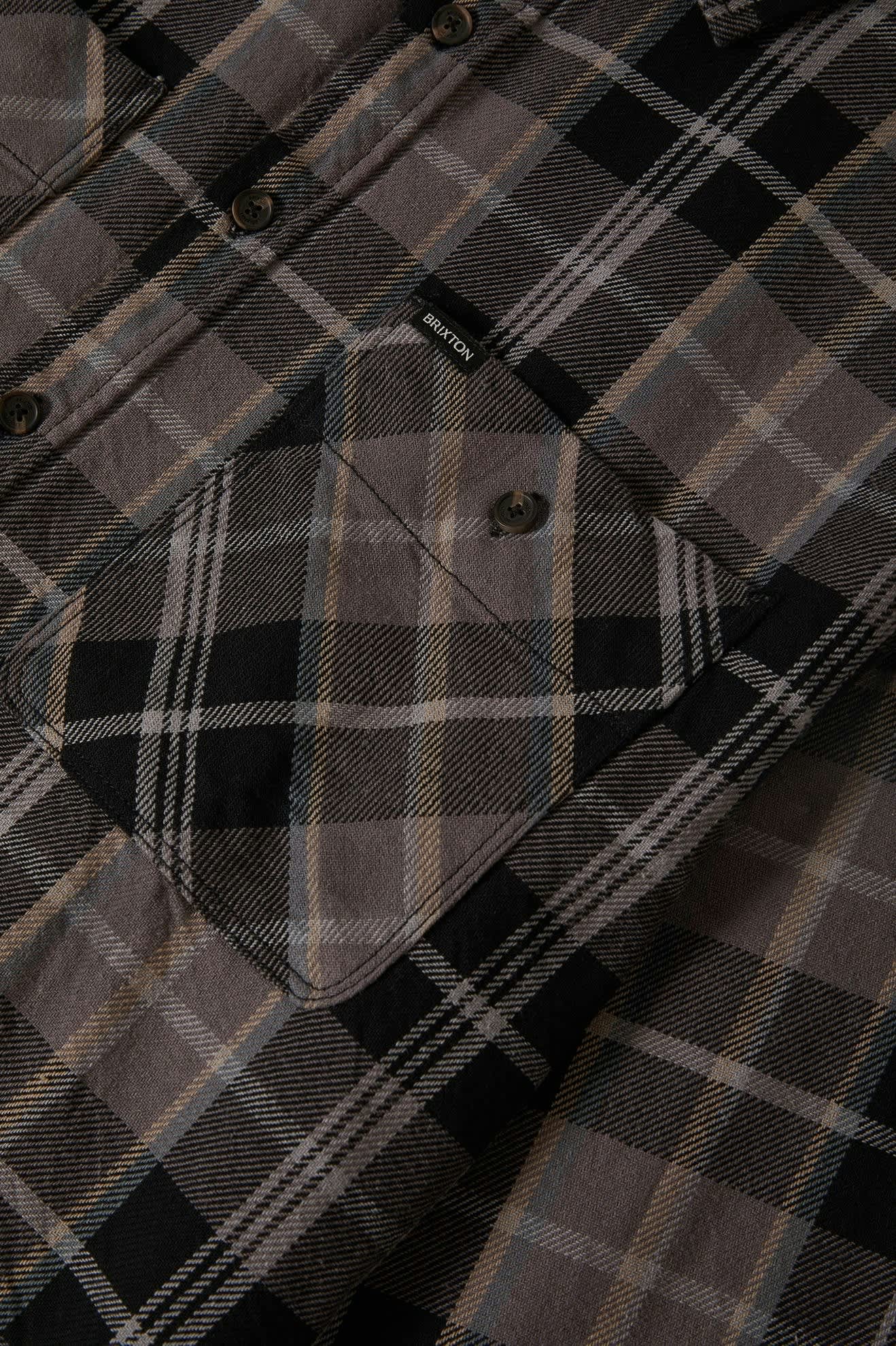 Men's Vintage Wash Flannel in Black/Charcoal Beige/Slate