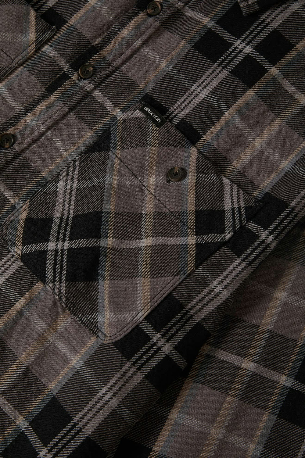 Men's Vintage Wash Flannel in Black/Charcoal Beige/Slate