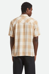 Men's Cru Linen Blend Short Sleeve Shirt in Off White/Sand