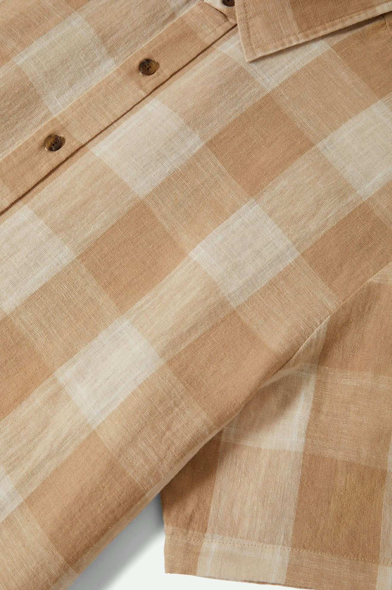 Men's Cru Linen Blend Short Sleeve Shirt in Off White/Sand