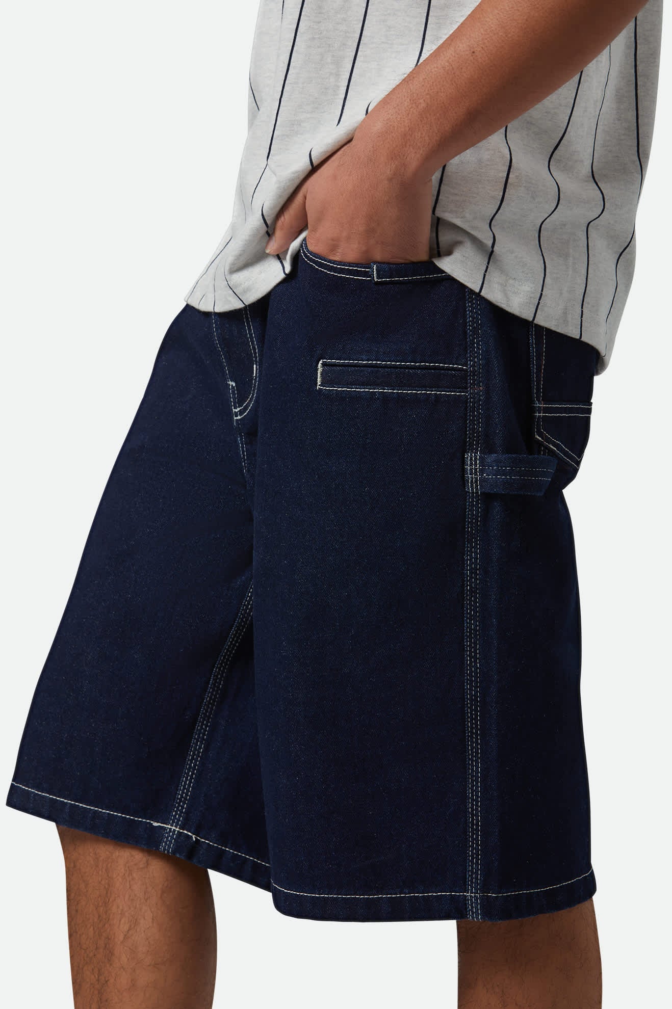Men's Builders Carpenter Baggy Short in Rinse Denim
