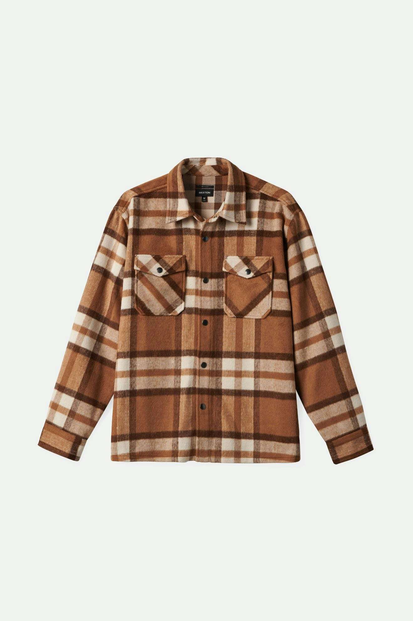 Men's Selden Soft Brushed L/S Flannel Overshirt in Tan/Bison