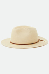 Unisex Wesley Straw Packable Fedora in Tan