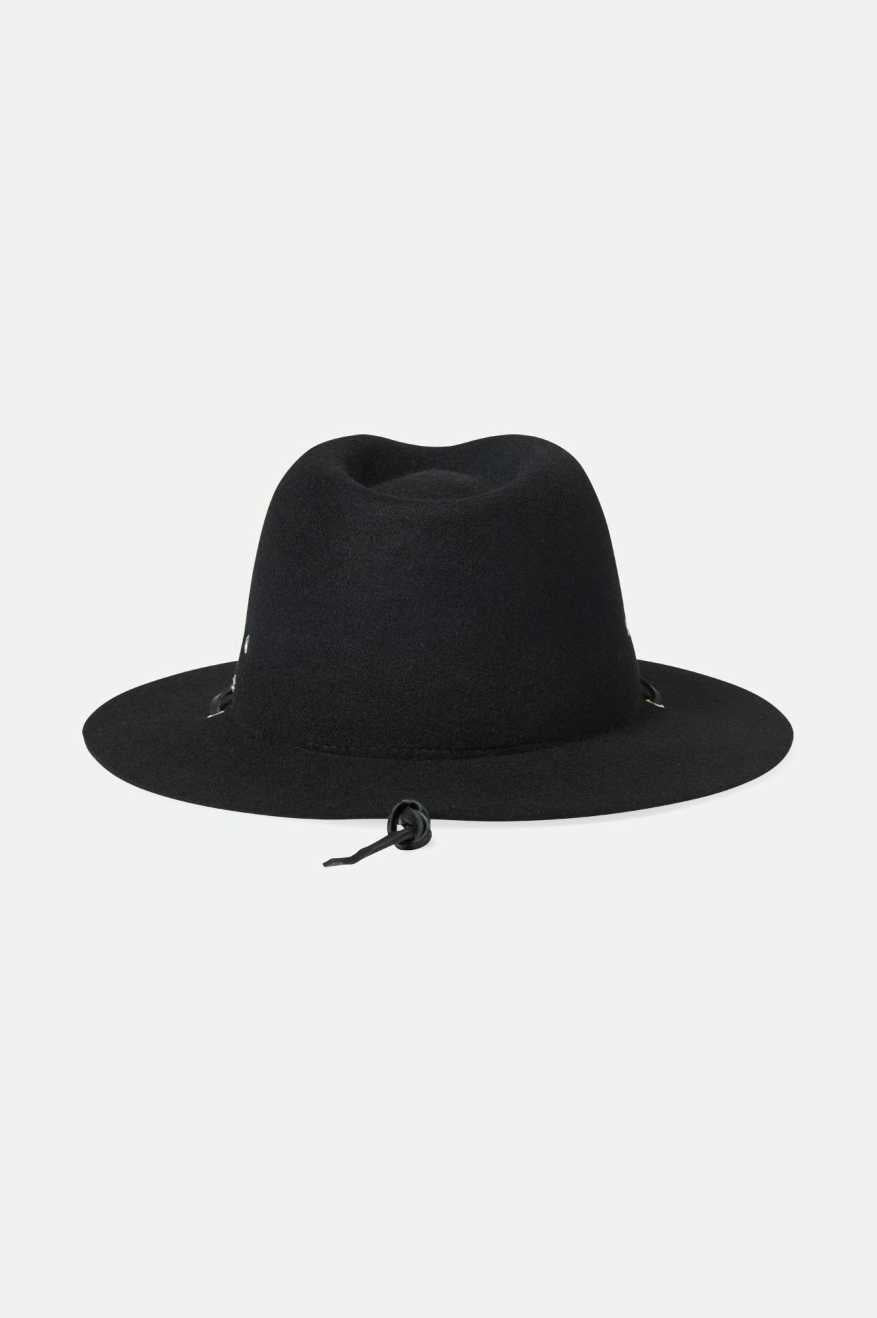 Unisex Wesley Weather Guard Packable Fedora in Black