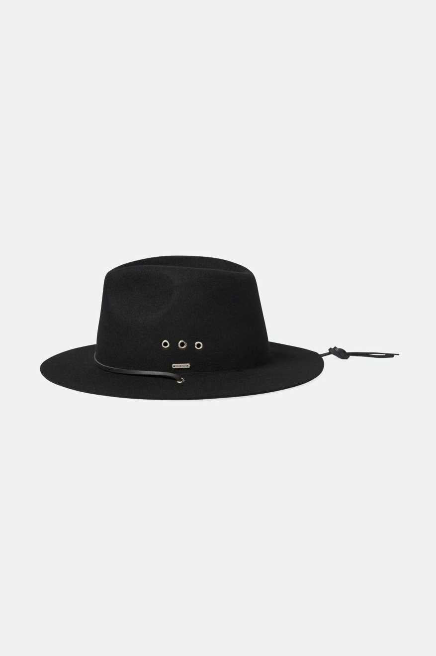 Unisex Wesley Weather Guard Packable Fedora in Black