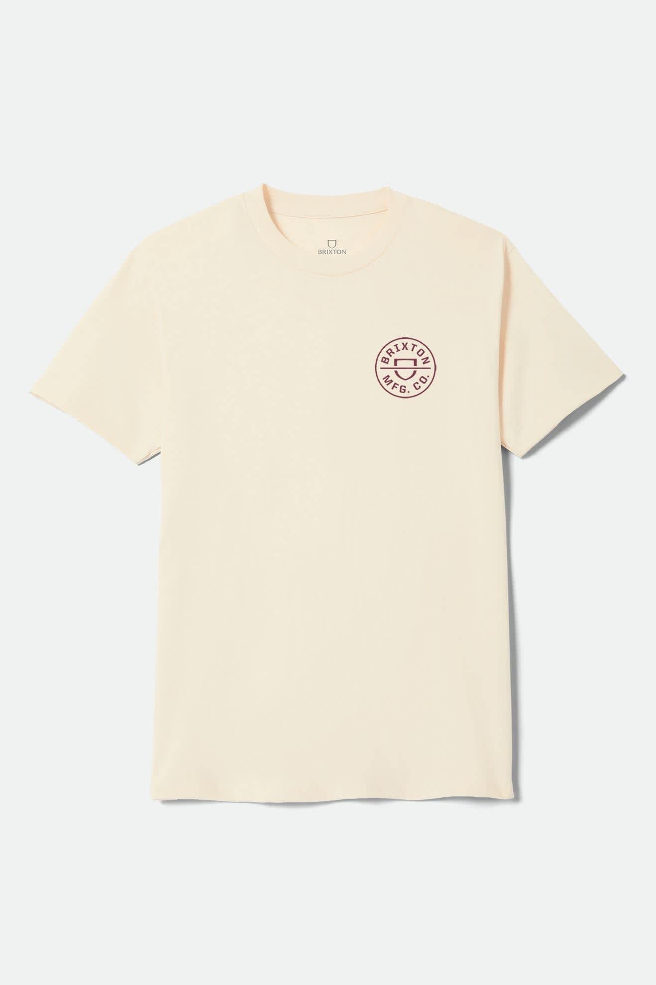 Men's Crest Short Sleeve Standard T-Shirt in Cream/Mahogany