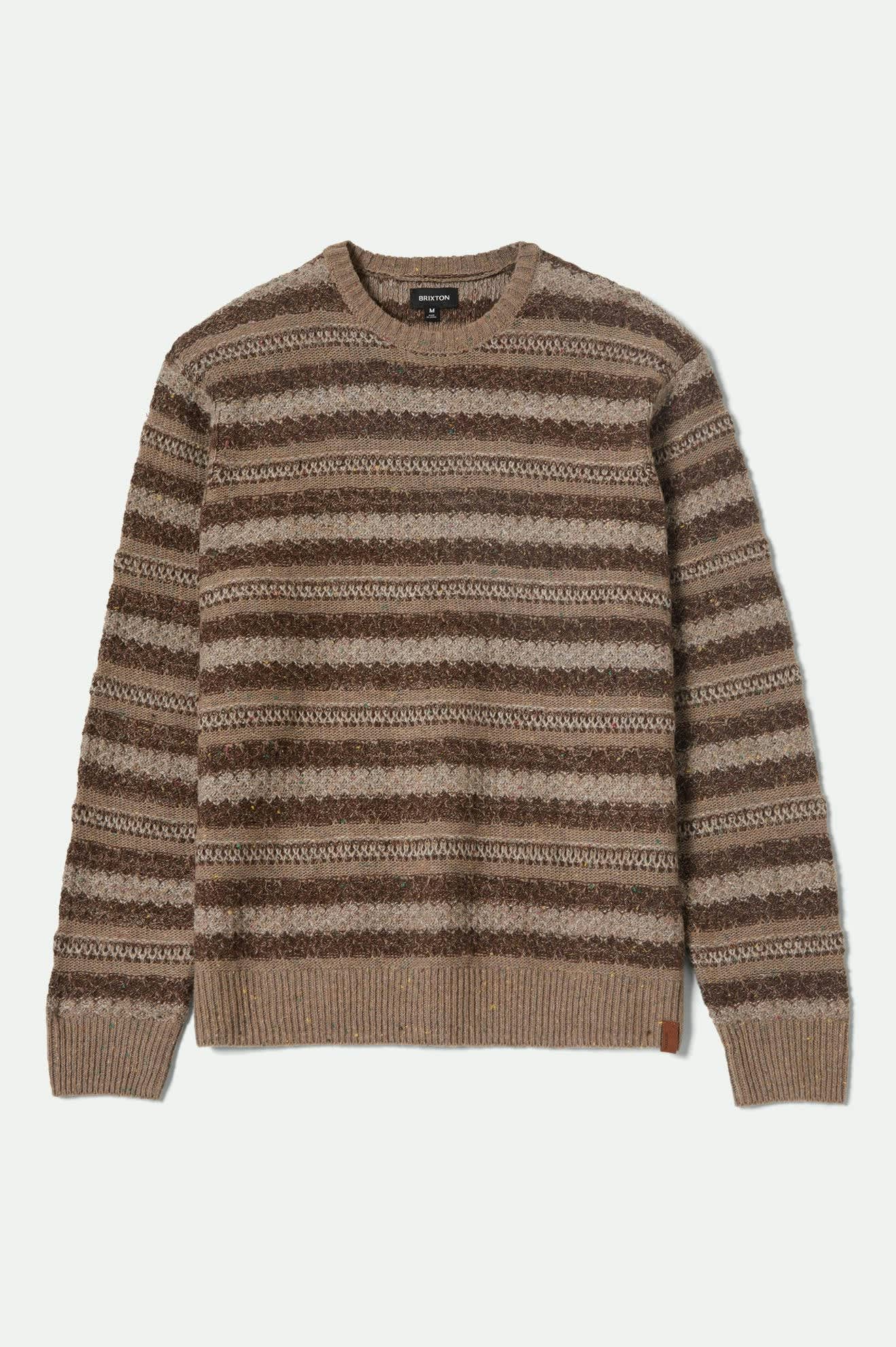 Men's Midnight Crew Sweater in Multi Neutral Stripe