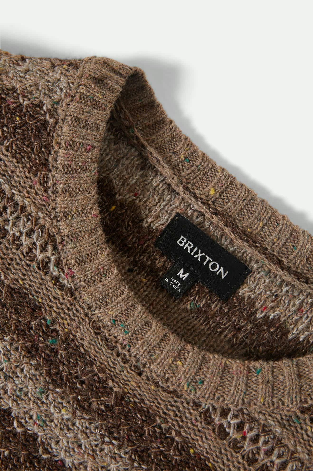 Men's Midnight Crew Sweater in Multi Neutral Stripe