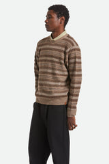 Men's Midnight Crew Sweater in Multi Neutral Stripe
