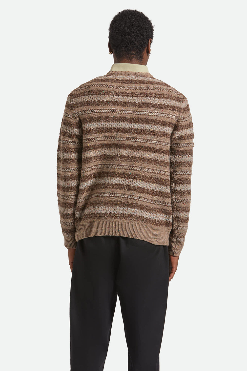 Men's Midnight Crew Sweater in Multi Neutral Stripe