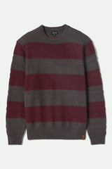 Men's Midnight Crew Sweater in Black/Port Stripe