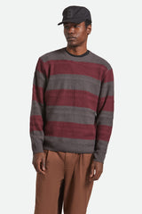 Men's Midnight Crew Sweater in Black/Port Stripe
