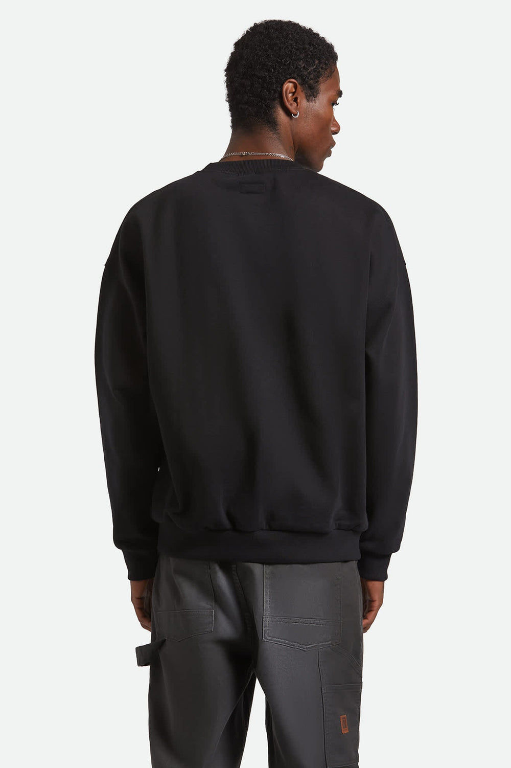 Men's Embroidered Heavyweight Oversized Crew in Black
