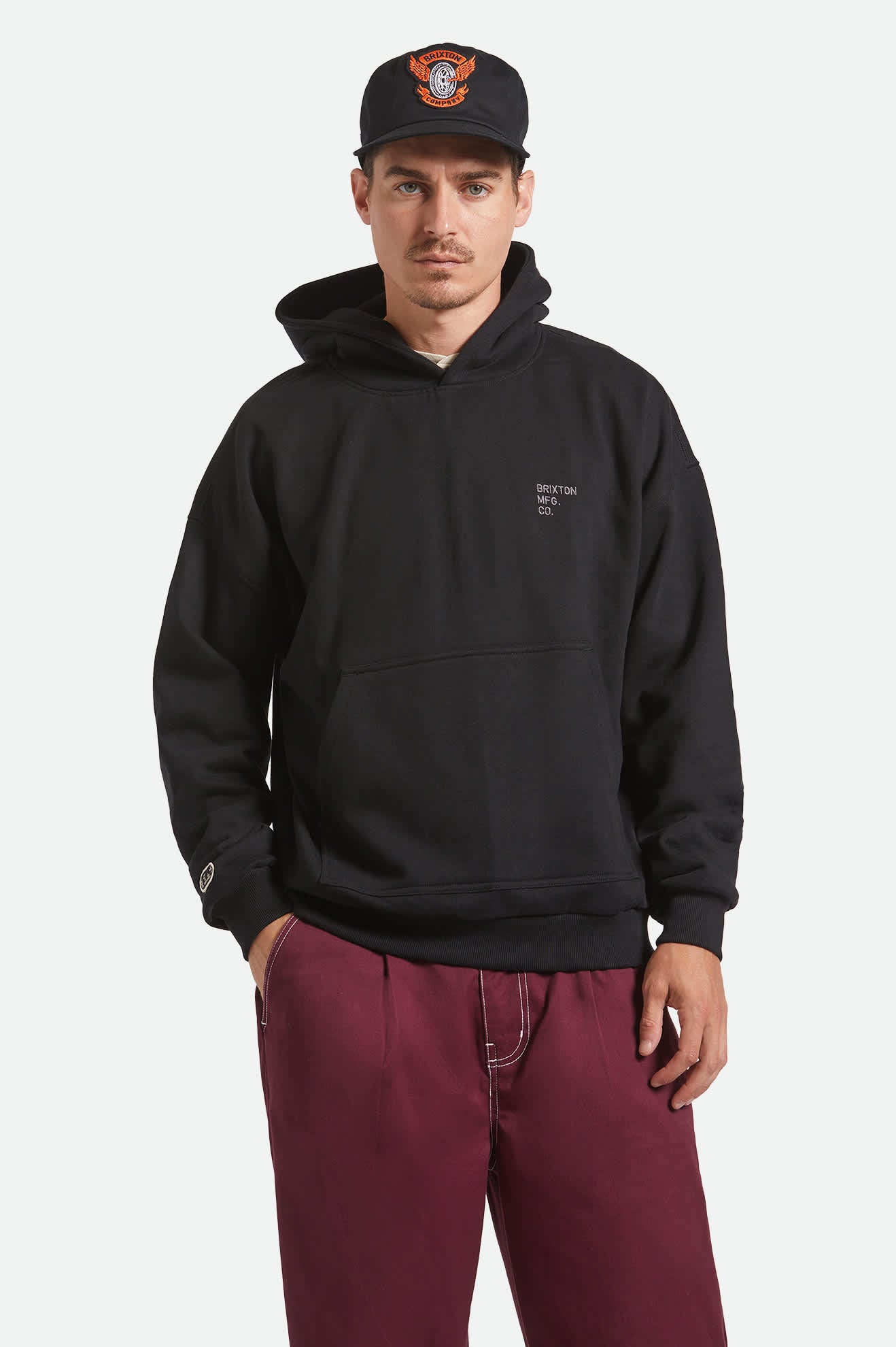 Men's Embroidered Heavyweight Oversized Hoodie in Black