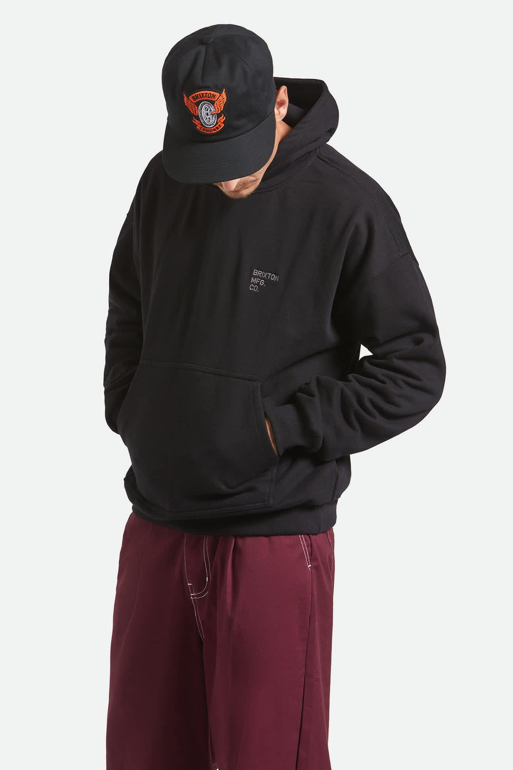 Men's Embroidered Heavyweight Oversized Hoodie in Black