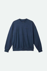 Men's Embroidered Heavyweight Oversized Crew in Washed Navy