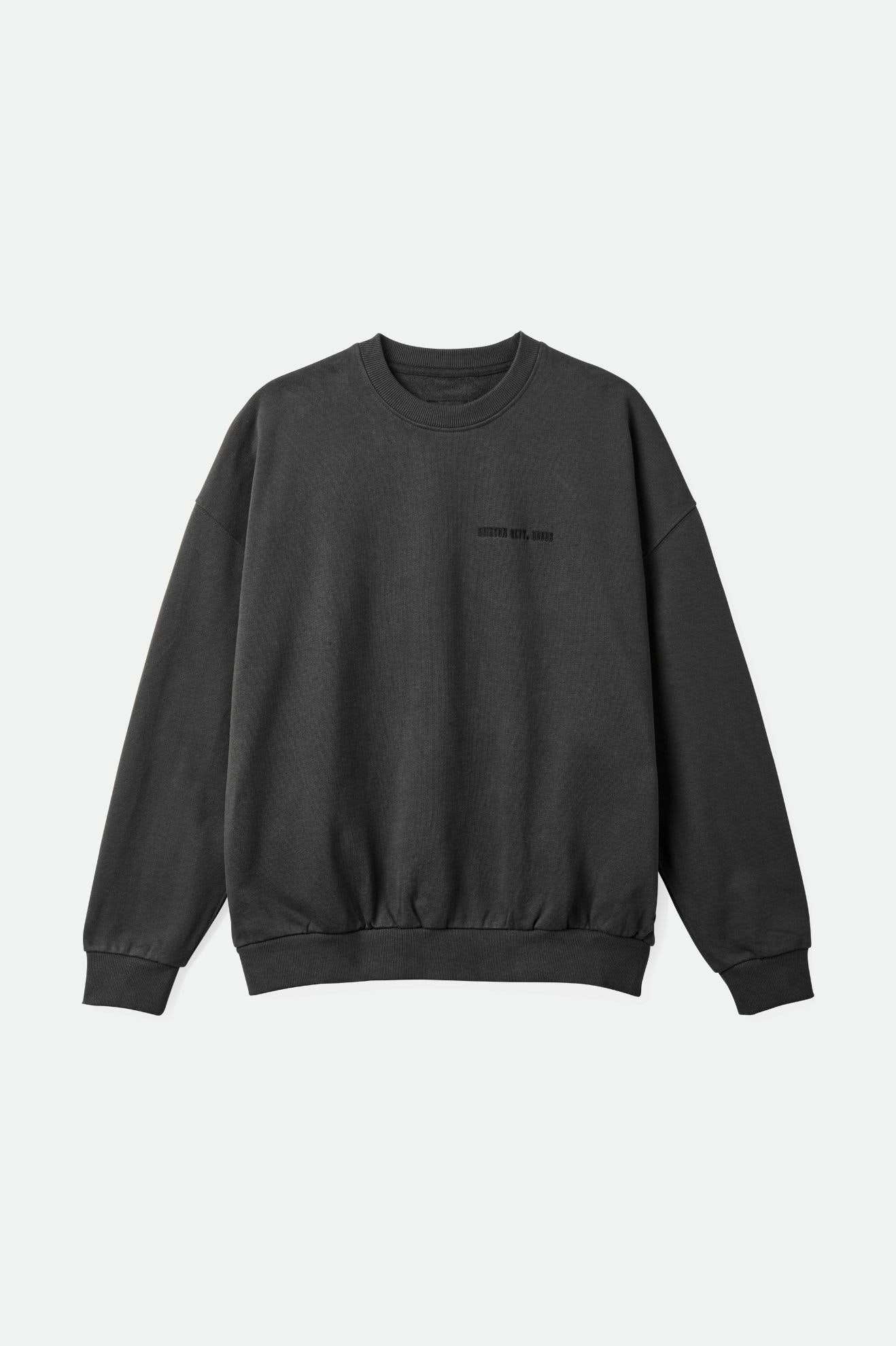 Men's Embroidered Heavyweight Oversized Crew in Washed Black