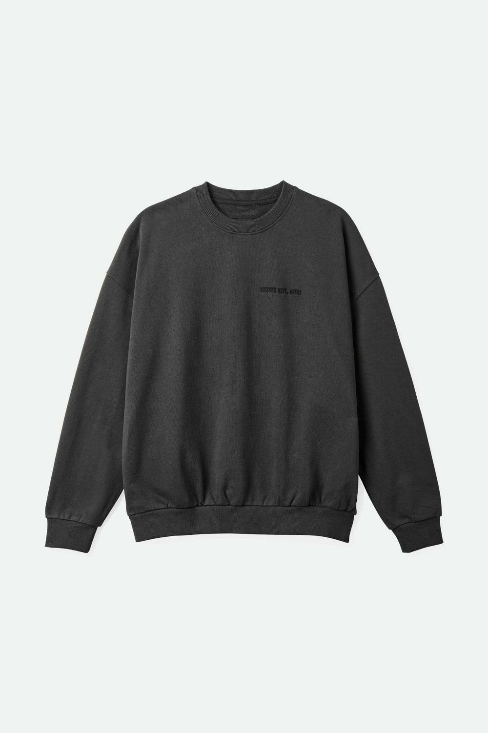 Men's Embroidered Heavyweight Oversized Crew in Washed Black