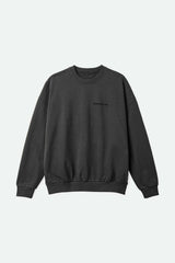 Men's Embroidered Heavyweight Oversized Crew in Washed Black