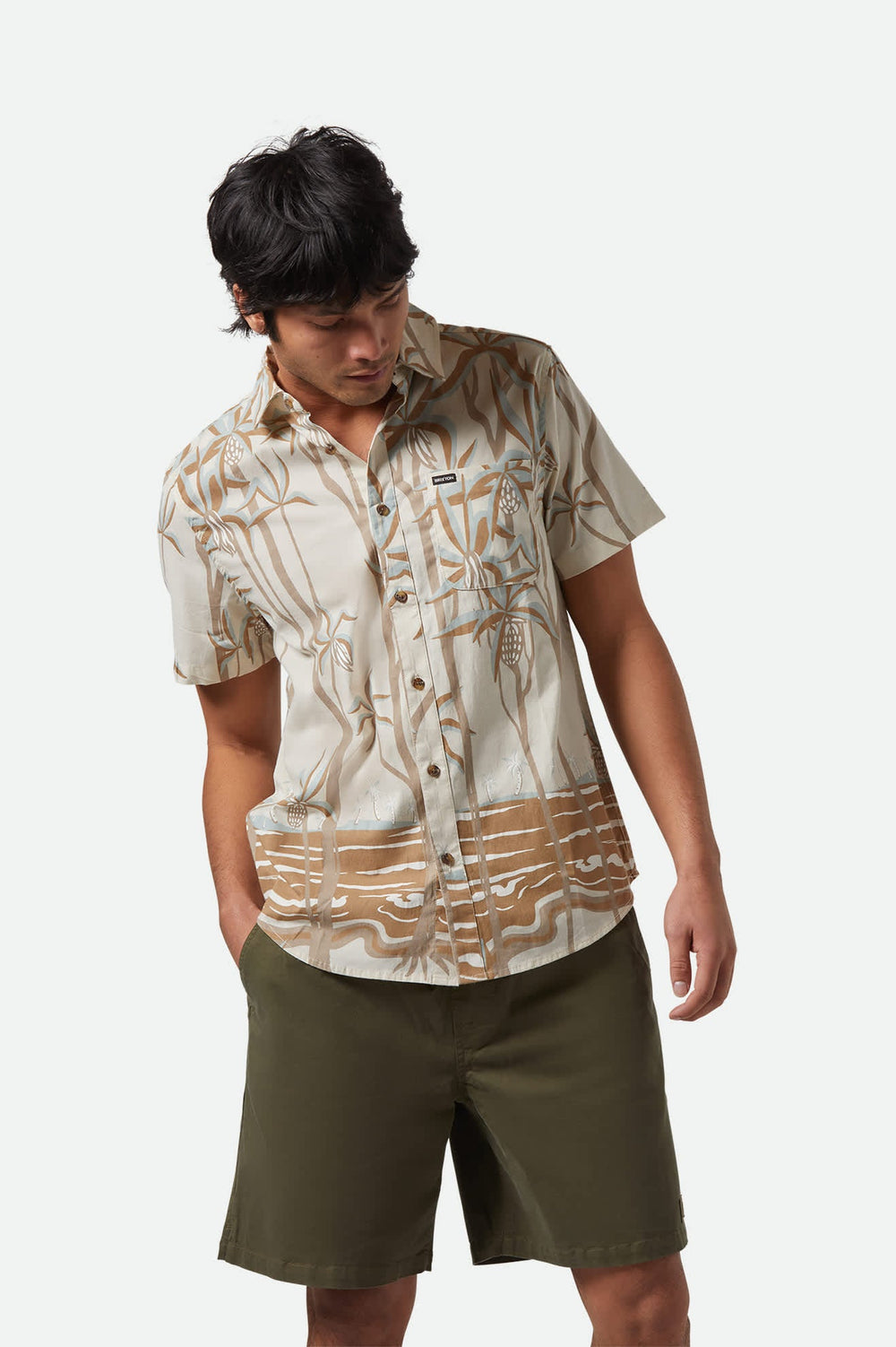 Men's Charter Print S/S Shirt in Whitecap Scenic Trip