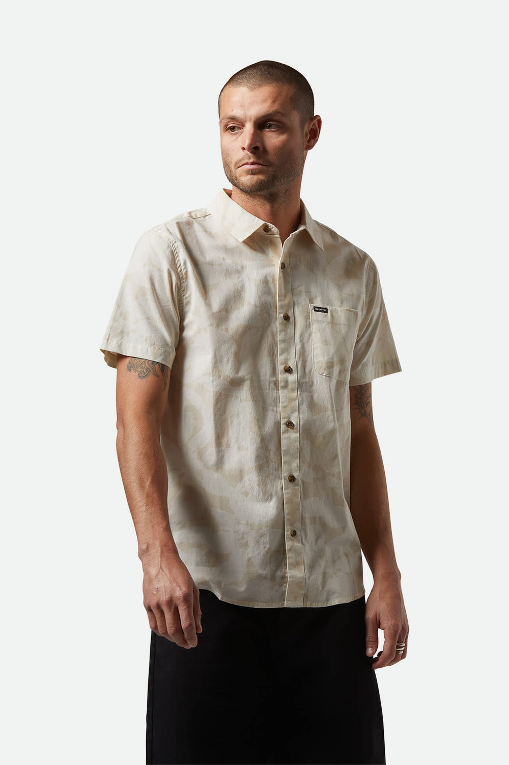 Men's Charter Print S/S Shirt in Beige/Whitecap Floral