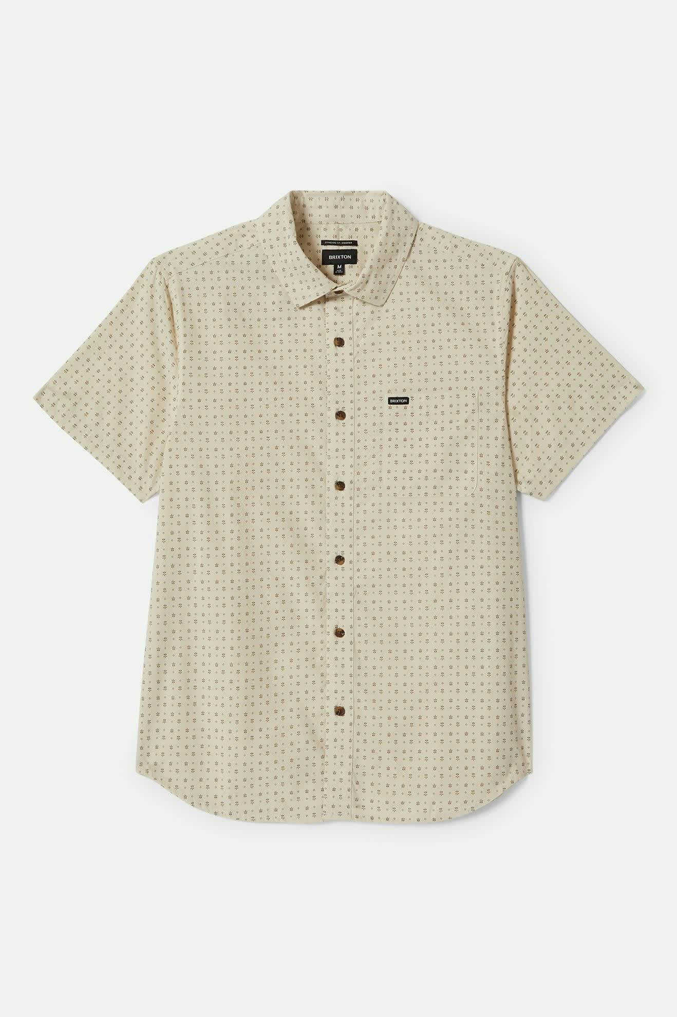 Men's Charter Print Short Sleeve Shirt in Off White/Micro Floral