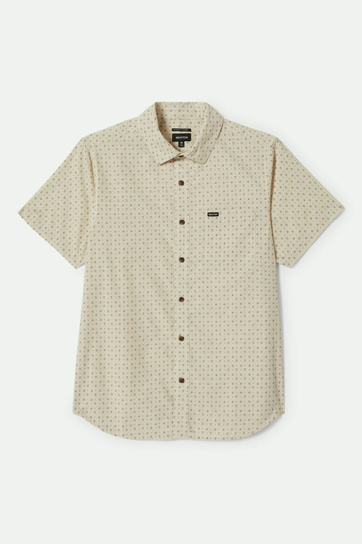 Men's Charter Print Short Sleeve Shirt in Off White/Micro Floral