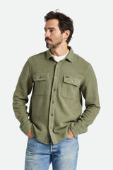 Men's Bowery Textured Loop Twill Long Sleeve Overshirt in Olive Surplus