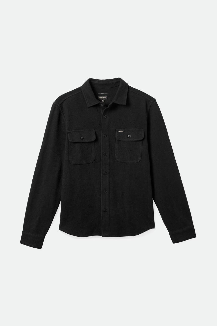 Men's Bowery Textured Loop Twill Long Sleeve Overshirt in Black