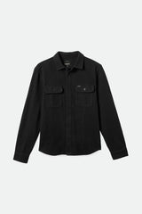 Men's Bowery Textured Loop Twill Long Sleeve Overshirt in Black