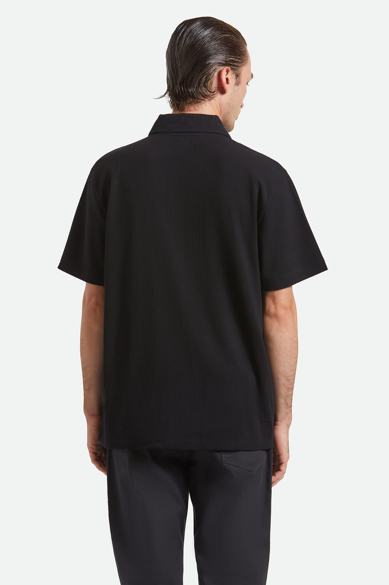 Men's Ribbed City Short Sleeve Polo in Black
