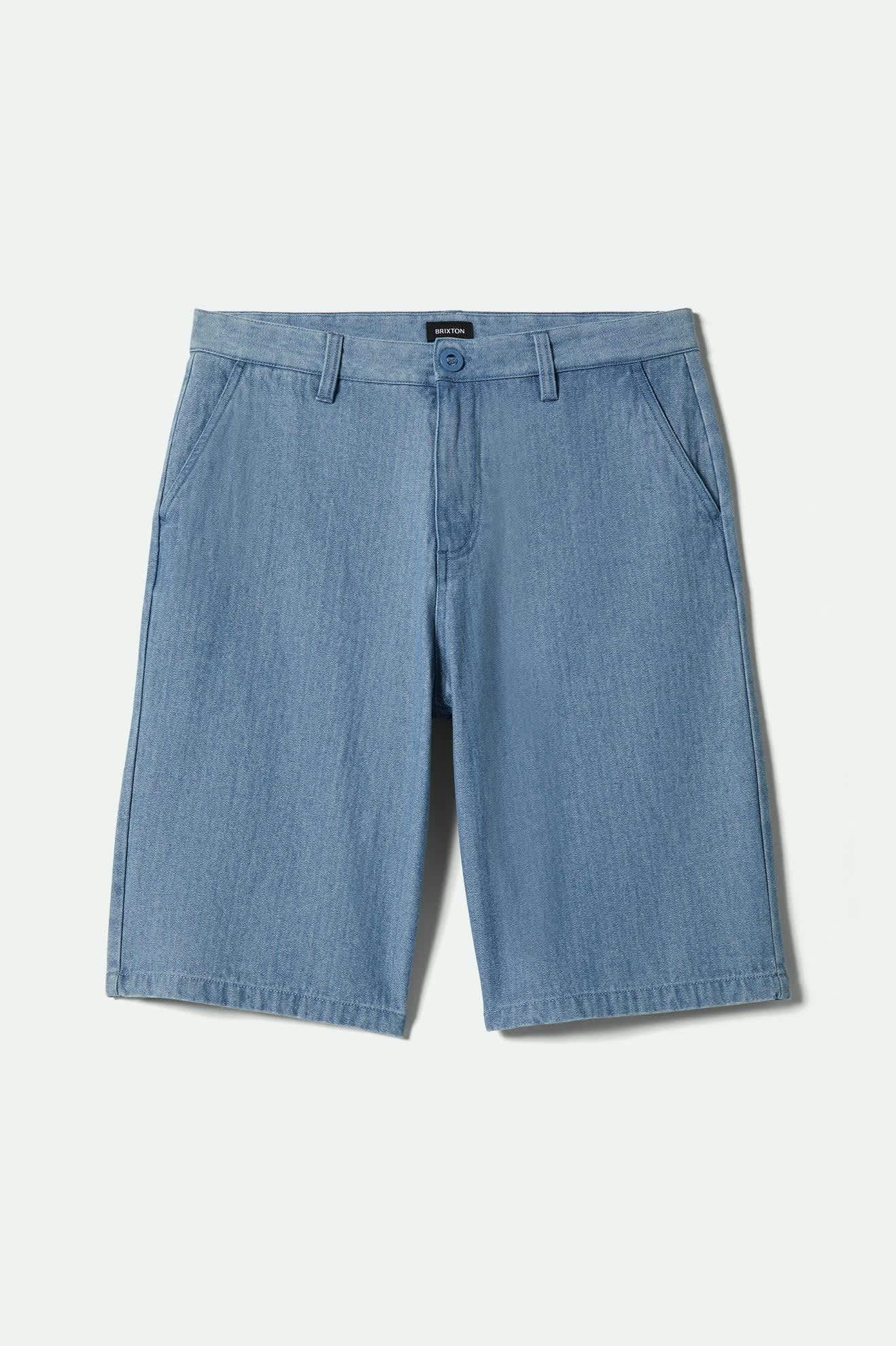 Men's Choice Chino Baggy Short in Light Wash Denim Herringbone