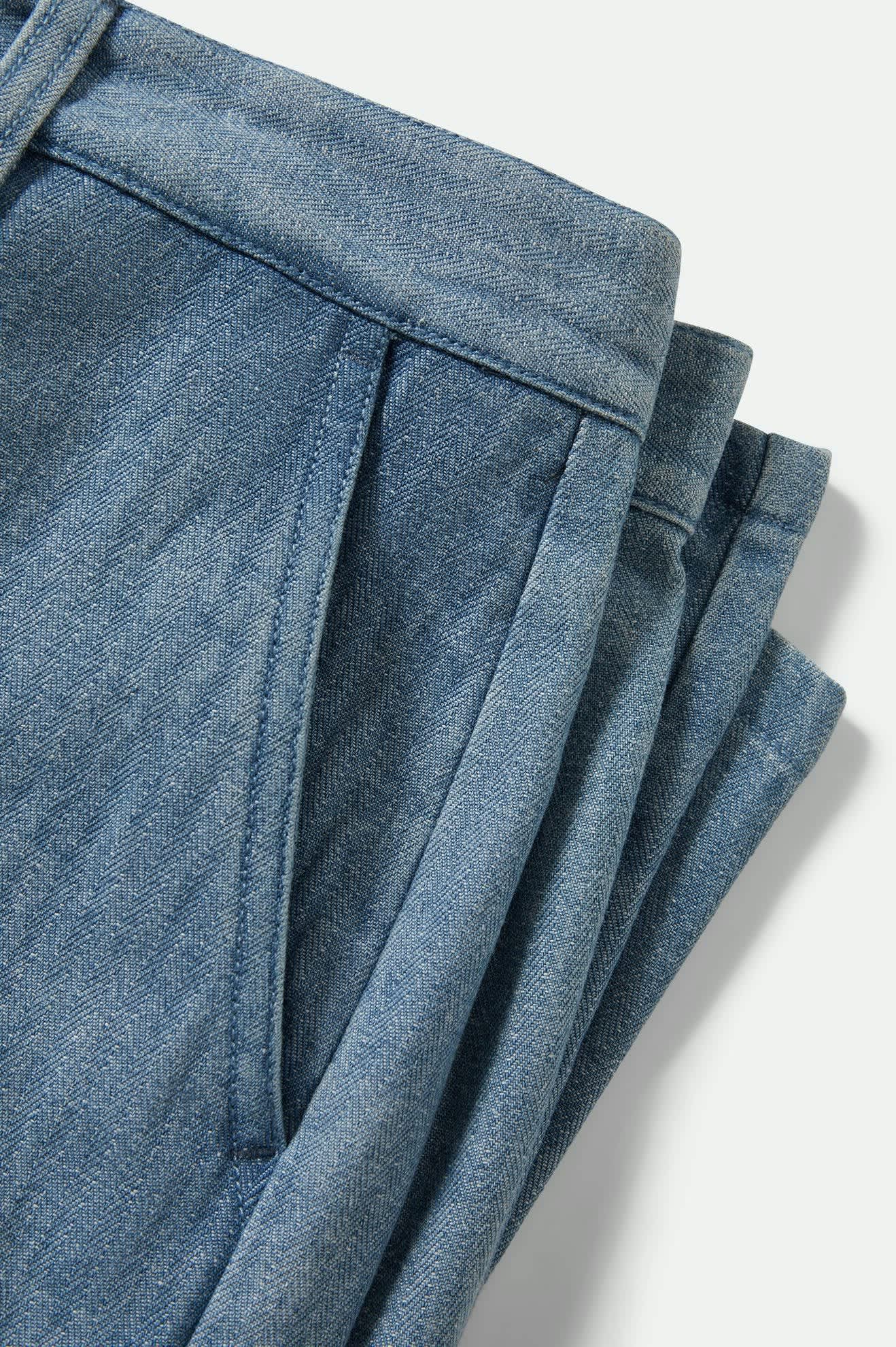 Men's Choice Chino Baggy Short in Light Wash Denim Herringbone