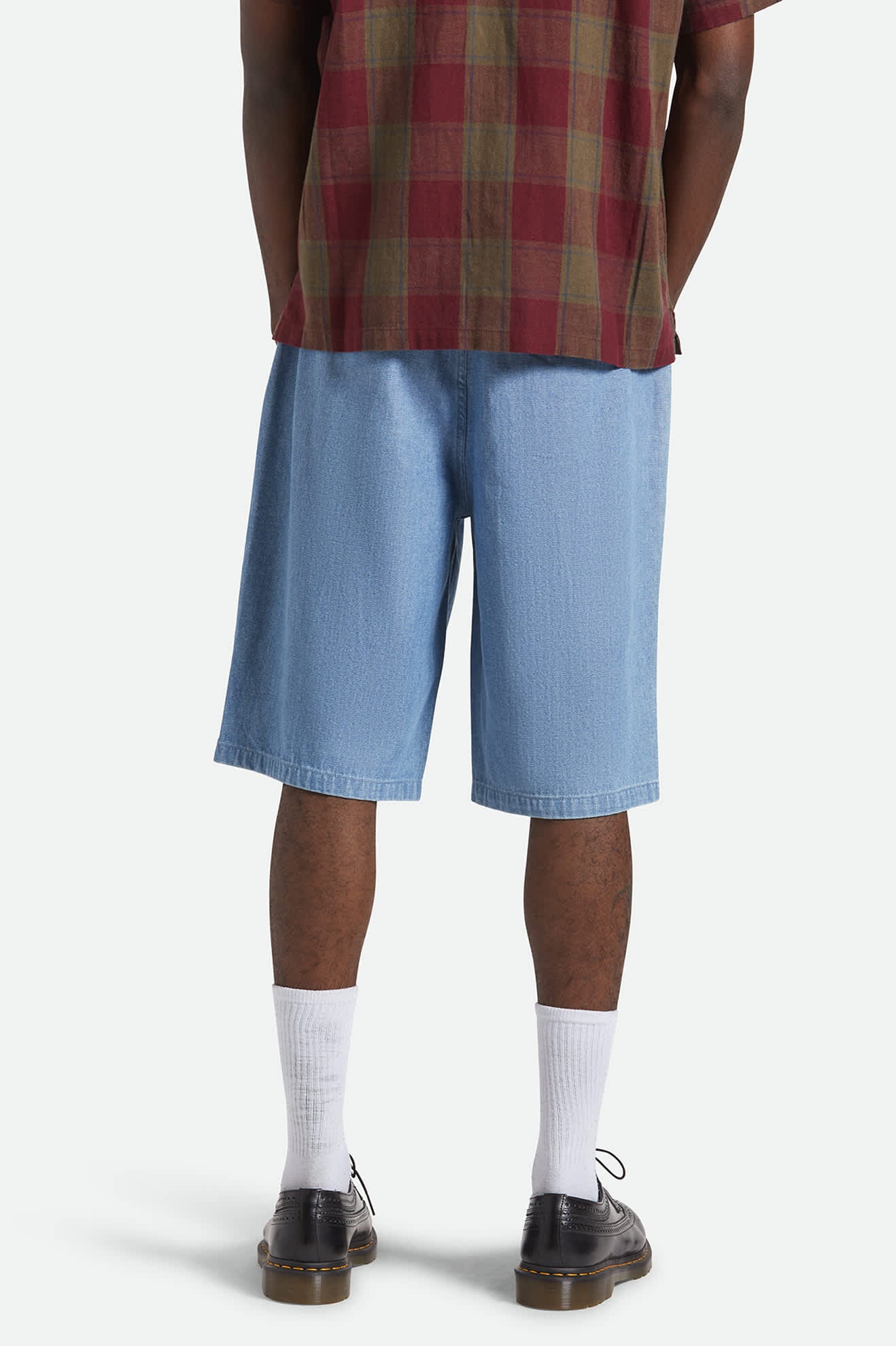 Men's Choice Chino Baggy Short in Light Wash Denim Herringbone