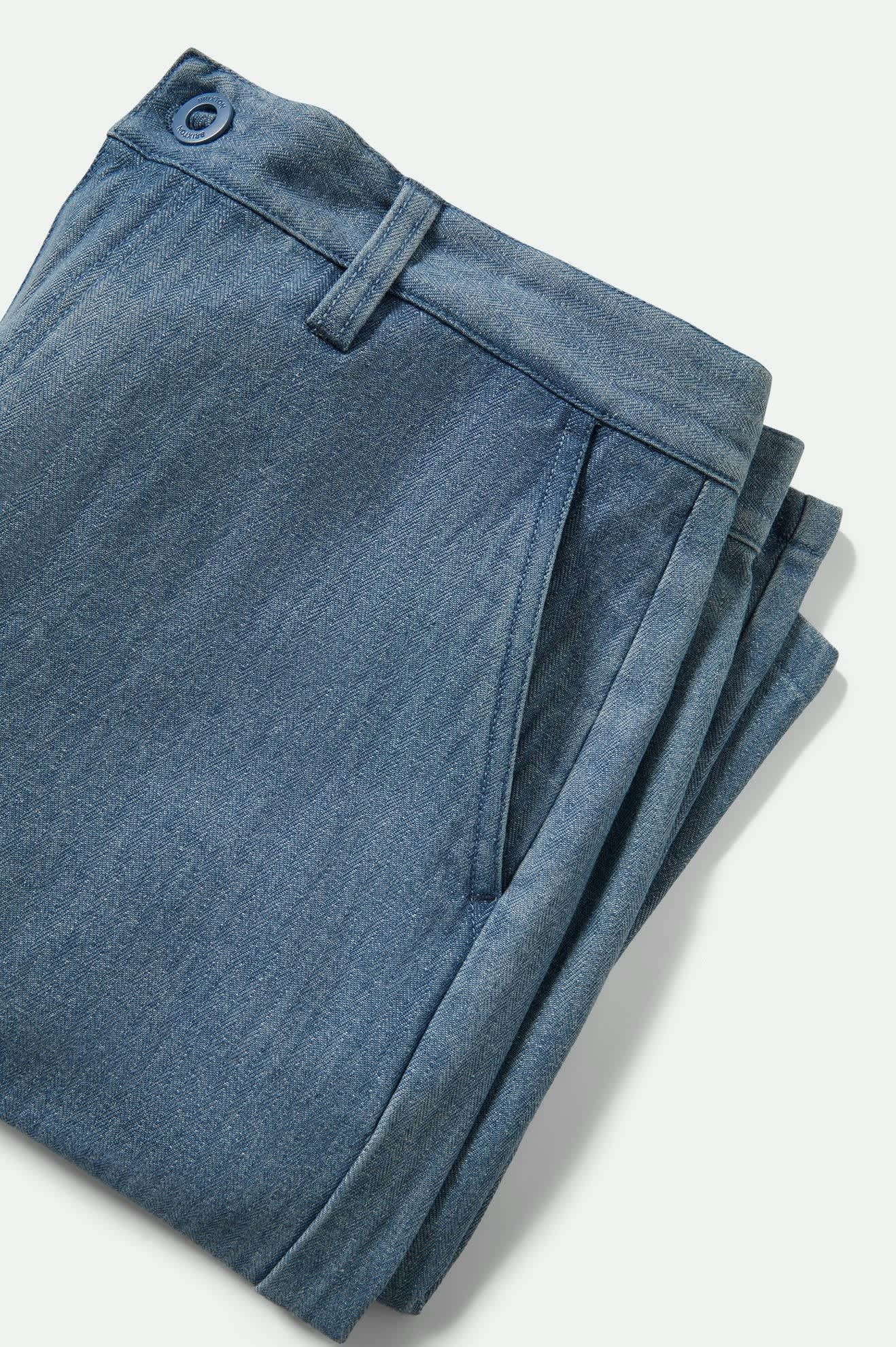 Men's Choice Chino Baggy Short in Light Wash Denim Herringbone