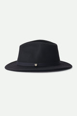 Unisex Messer Packable Fedora in Black/Black