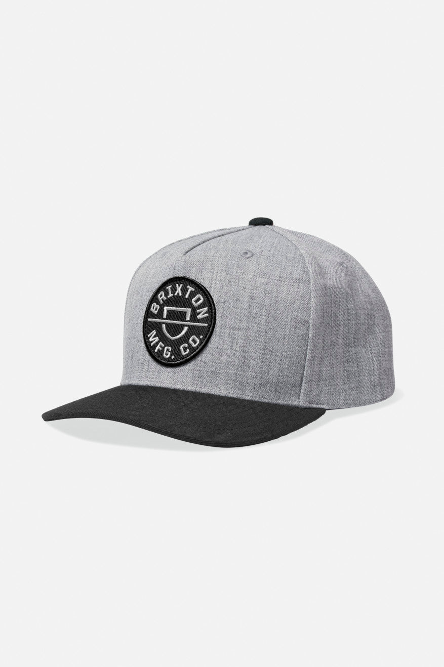 Crest Medium-Profile Snapback Hat - Heather Grey/Black