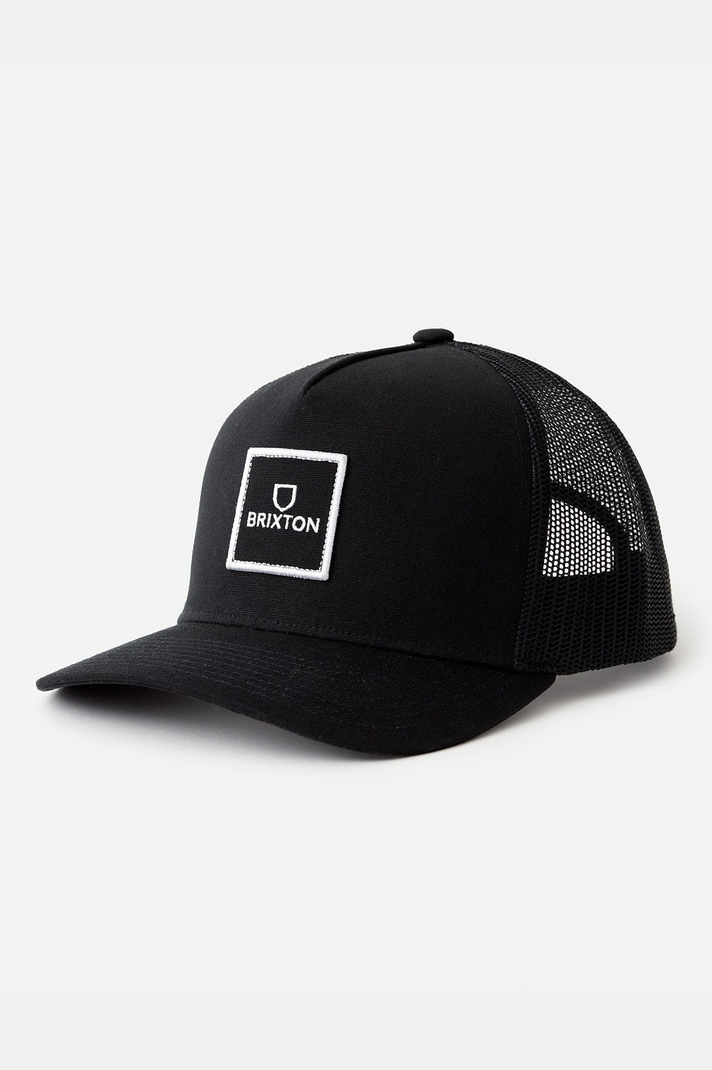 Unisex Alpha Block Netplus Trucker Hat in Black